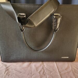 Sleek Black Textured Laptop  Briefcase Bag